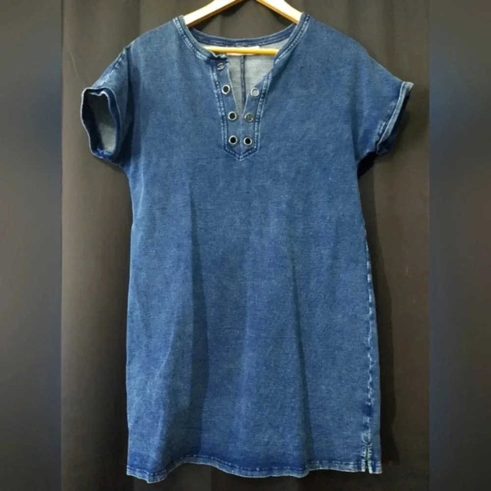 Paper‎ Crane Denim Dress size Small Comfy Loose Spring Lightweight Mini Soft